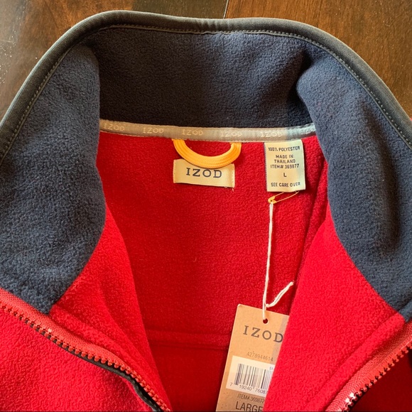 IZOD fleece 1/4 zip pullover red Large - Picture 6 of 6